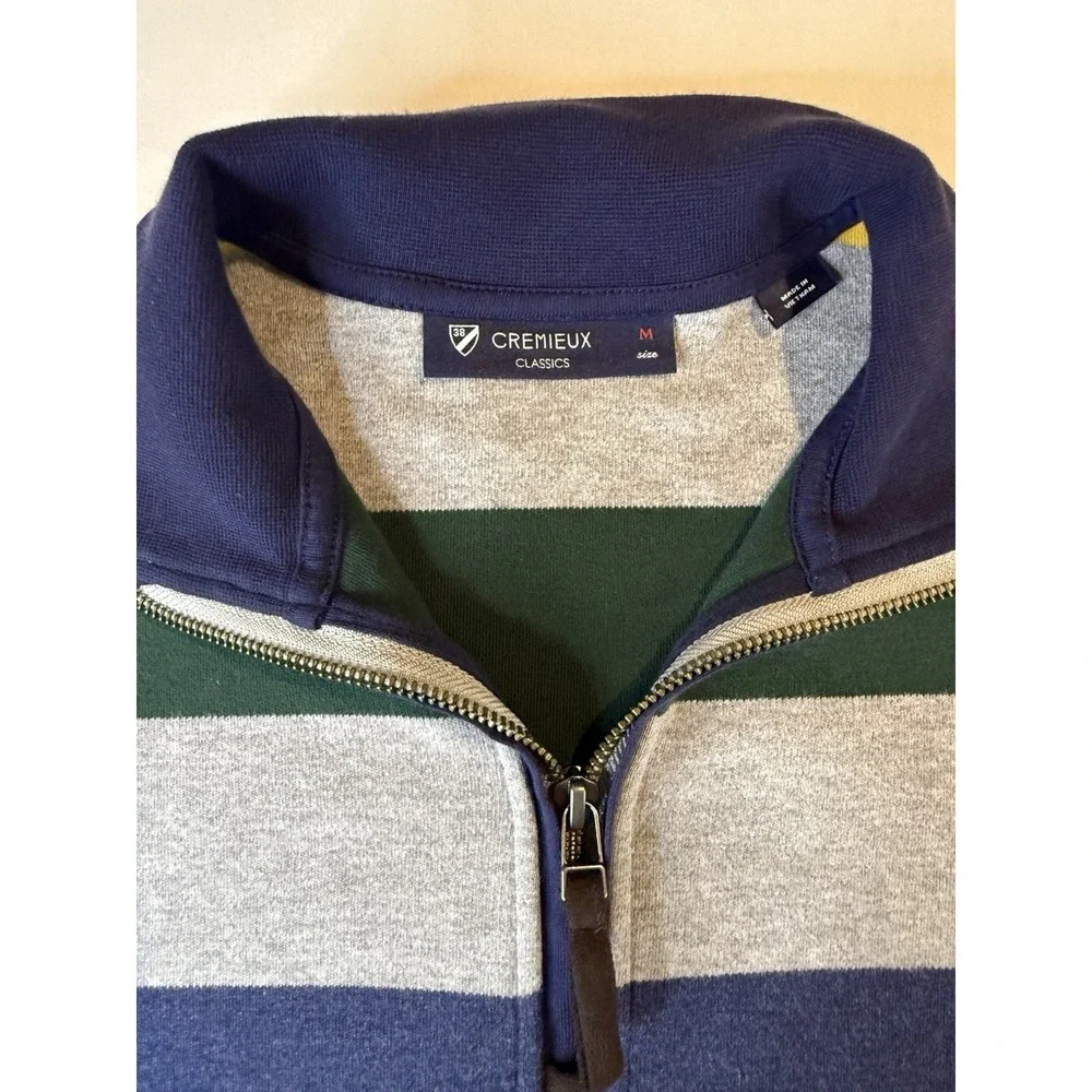 Cremieux Classics Men's Quarter Zip‎ Pullover | Striped Knit | Size M